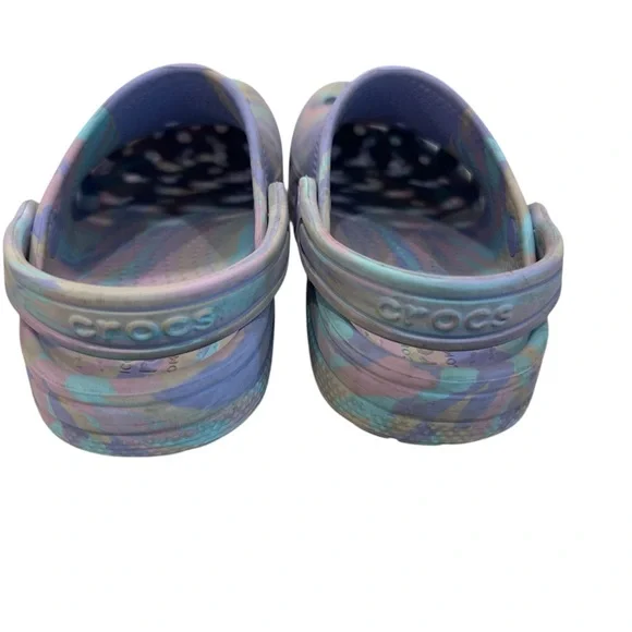 Youth Child CROCS Slip On Shoes Purple Pastel Swirl Size 13 - Picture 4 of 6